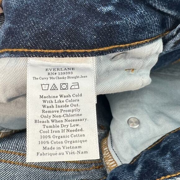 Everlane The Curvy‎ 90s Cheeky Straight Jeans Rigid Wash Blue Size 30 Crop - Picture 16 of 16